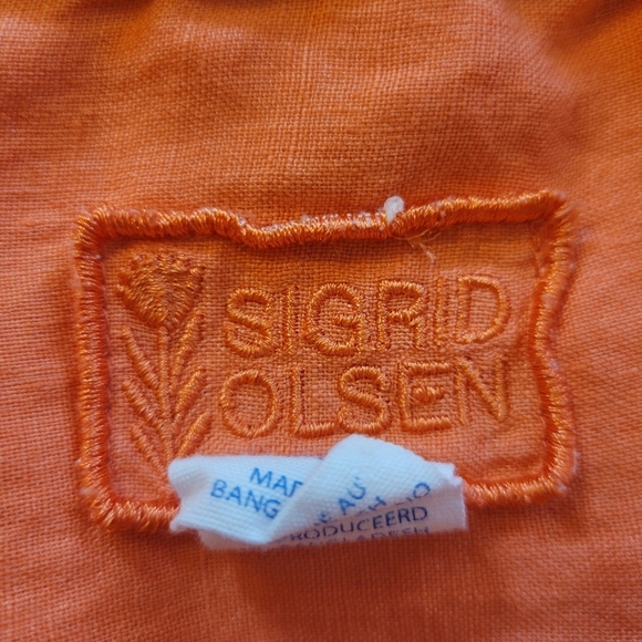 Sigrid Olsen Coral Orange Linen Button Up Shirt Size Large - Picture 4 of 4